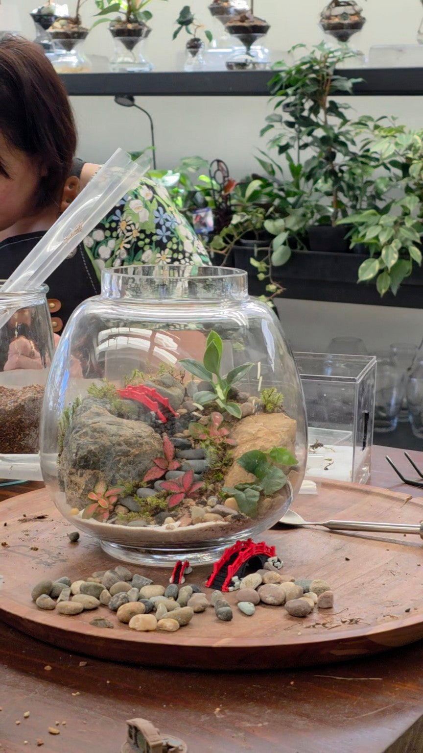 Orb terrarium — example planted landscape; decorative details vary
